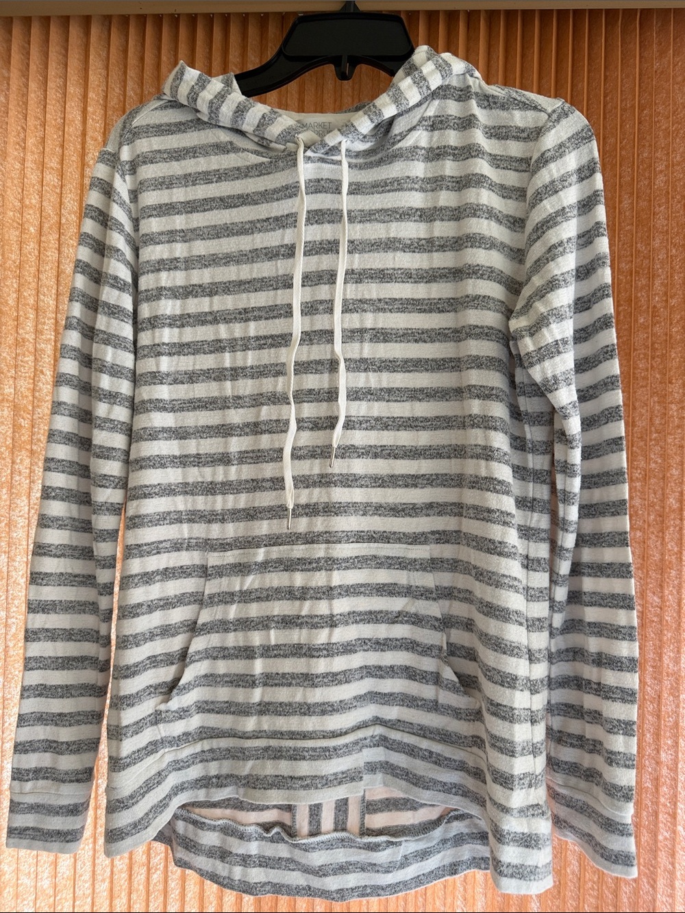 Market & Spruce Striped Gray and White Hooded Top size S